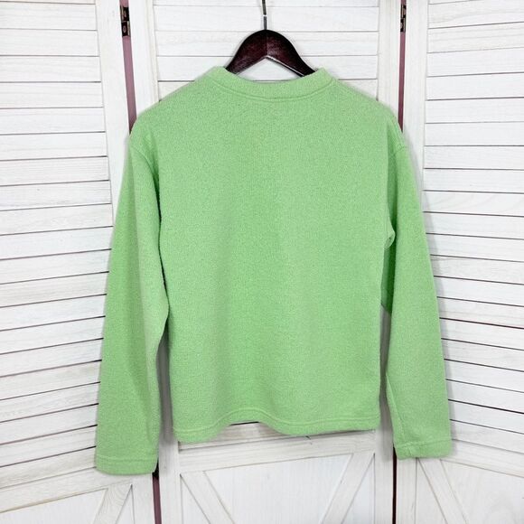Exist Fleece Lined Terrycloth Knit Crew Neck Sweatshirt Lime Green Small - Picture 9 of 13